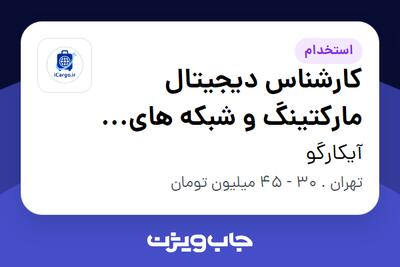 استخدام کارشناس دیجیتال مارکتینگ و شبکه های اجتماعی در آیکارگو