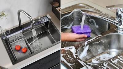 گام به گام تمیز کردن و برق انداختن سینک ظرفشویی استیل بدون ذره ای استفاده از وایتکس