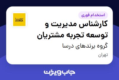 استخدام کارشناس مدیریت و توسعه‌ تجربه مشتریان در گروه برندهای درسا