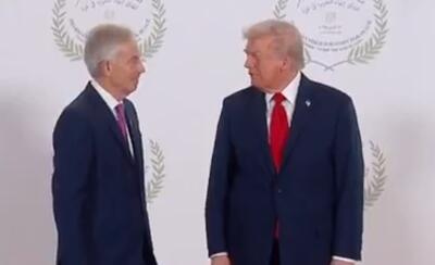 خوش و بش تونی بلر نخست وزیر سابق بریتانیا با ترامپ + فیلم