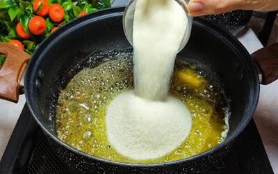 آرد را مستقیم در روغن بریزید / دسر سریع و راحت برای چای عصرانه