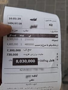  عکس/ فاکتور یک پرس زرشک‌پلو با قیمت عجیب و غریب | اقتصاد24
