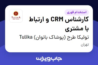  استخدام کارشناس CRM و ارتباط با مشتری در تولیکا طرح (پوشاک بانوان) Tulika