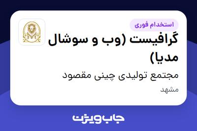  استخدام گرافیست  (وب و سوشال مدیا) در مجتمع تولیدی چینی مقصود