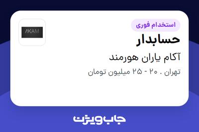  استخدام حسابدار - خانم در آکام یاران هورمند