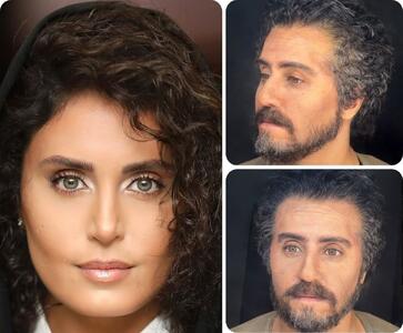  گریم مردانه الناز شاکر دوست | حرکت چندش آور الناز با‌ نشون دادن موهای سینه اش