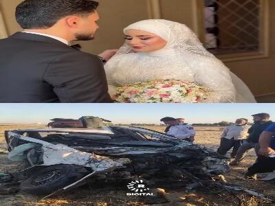  مرگ دلخراش عروس و داماد در تصادف با تریلی