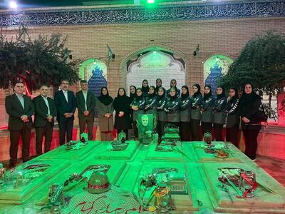  آئین بدرقه تیم هندبال دختران مازندران در جوار یادمان شهدای گمنام و باغ موزه دفاع مقدس برگزار شد