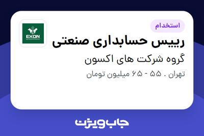  استخدام رییس حسابداری صنعتی در گروه شرکت های اکسون