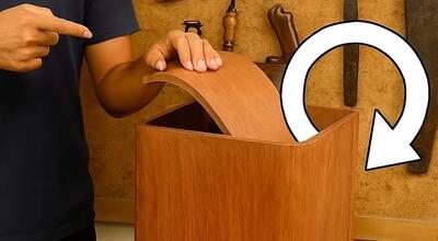  ساخت سطل زباله چوبی با درب بادبزنی؛ ترکیب زیبایی و خلاقیت