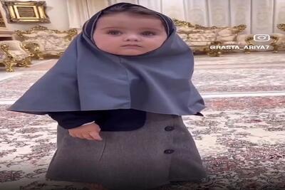  آواز شاد؛ دختربچه فینقیلی فرم مدرسه اشو پوشید با آهنگ راهی بشه مثل مربای توت فرنگیه