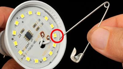  آموزش تعمیر لامپ LED سوخته با سنجاق قفلی (فیلم)
