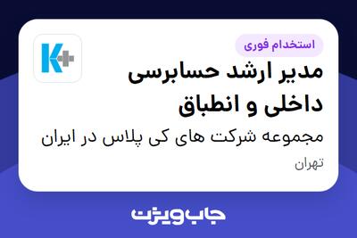  استخدام مدیر ارشد حسابرسی داخلی و انطباق در مجموعه شرکت های کی پلاس در ایران