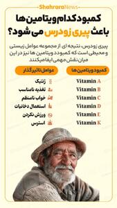  اینفوگرافی| کمبود کدام ویتامین‌ها باعث پیری زودرس می‌شود؟