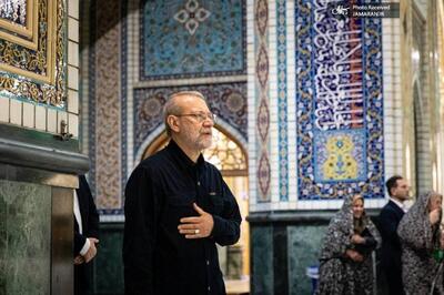  لاریجانی به زیارت حرم مطهر امام رضا(ع) رفت+ عکس