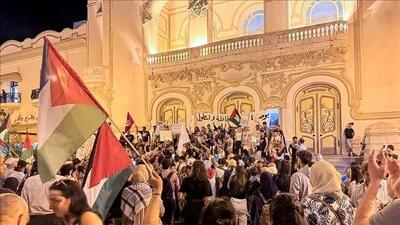  تجمع فعالان تونسی در حمایت از غزه