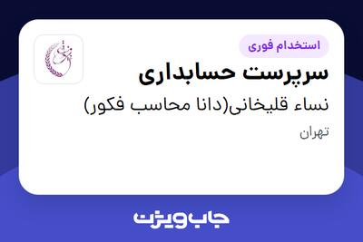  استخدام سرپرست حسابداری در نساء قلیخانی(دانا محاسب فکور)