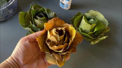  با استفاده از برگ درختان، گل های بسیار زیبا درست کنید !
