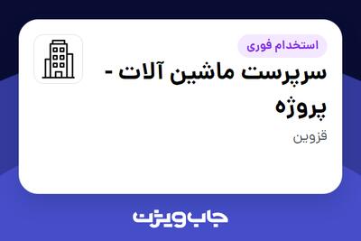  استخدام سرپرست ماشین آلات - پروژه - آقا در سازمانی فعال در حوزه ساختمان / مصالح و تجهیزات ساختمانی