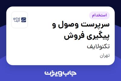  استخدام سرپرست وصول و پیگیری فروش در تکنولایف