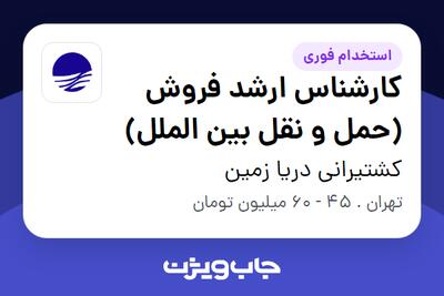  استخدام کارشناس ارشد فروش (حمل و نقل بین الملل) - آقا در کشتیرانی دریا زمین