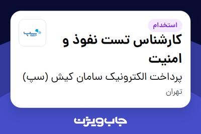 استخدام کارشناس تست نفوذ و امنیت در پرداخت الکترونیک سامان کیش (سپ)