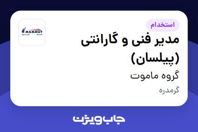  استخدام مدیر فنی و گارانتی (پیلسان) در گروه ماموت