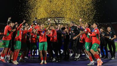  مراسم اهدای مدال و جشن قهرمانی تیم جوانان مراکش در جام جهانی جوانان ۲۰۲۵ شیلی