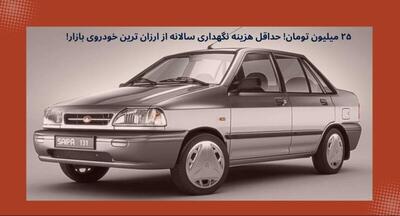 ۲۵ میلیون تومان! حداقل هزینه نگهداری سالانه از ارزان‌ترین خودروی بازار!