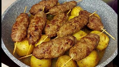  غذای سریع با گوشت و سیب زمینی / طرز تهیه کباب ماهیتابه ای