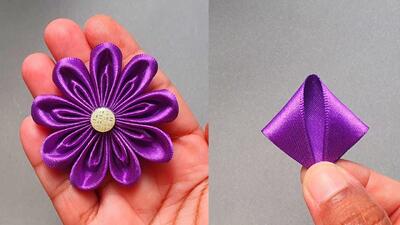  آموزش ساخت گل روبانی زیبا بدون چسب و بدون دوخت!