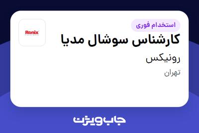  استخدام کارشناس سوشال مدیا در رونیکس