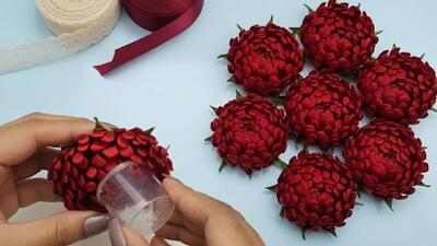  گل نیلوفر با روبان ساتن/ آسان تر از چیزی که فکرش را می کنی!