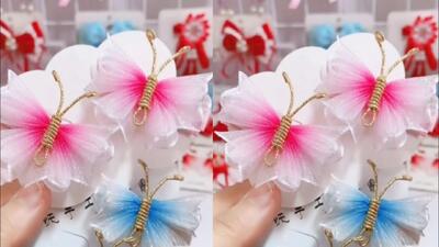  آموزش ساخت گیره مو پروانه ای دخترانه با خورده پارچه