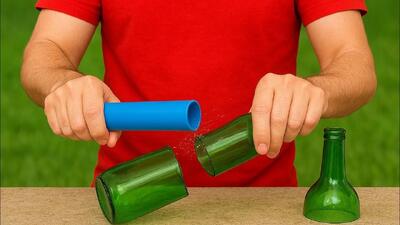  نحوه برش دادن بطری شیشه ای بدون خورد شدن و شکستن / ترفند برش بطری با لوله PVC