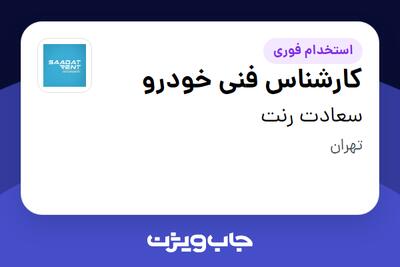  استخدام کارشناس فنی خودرو - آقا در سعادت رنت