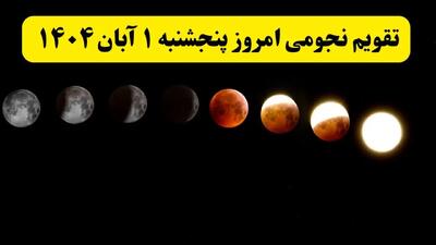  تقویم نجومی پنجشنبه ۱ آبان ۱۴۰۴ / رویدادها و پدیده‌های نجومی امروز اول آبان ۱۴۰۴