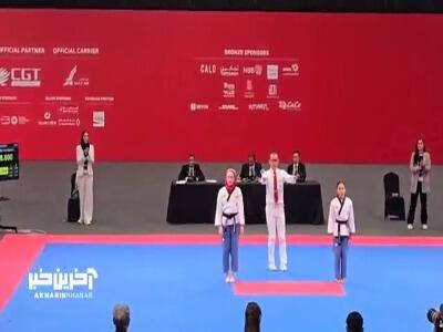 شادی شهریاری پس از کسب مدال طلا و بوسه بر پرچم ایران