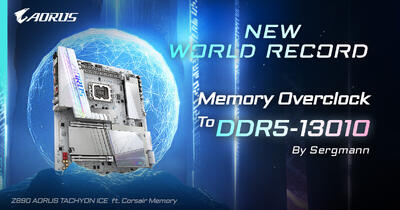 مادربرد Z890 AORUS Tachyon Ice گیگابایت رکورد جهانی DDR5-13010 را شکست