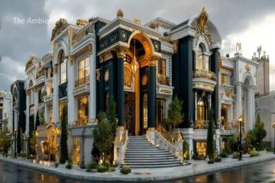  معماری خلاقانه؛ شوهر زن پولدار عرب براش عمارت ساخت هر گوشه تزئیناته طلاکوبه حتی نماش