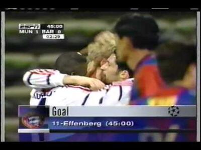  برتری 1-0 بایرن مونیخ مقابل بارسلونا با تک گل اشتفان افنبرگ در لیگ قهرمانان اروپا (1998/10/24)
