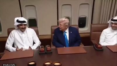 امیر قطر خطاب به ترامپ: به محض اینکه خبردار شدم برای سوخت‌گیری در دوحه توقف خواهید داشت، گفتم خدمت برسم و از شما استقبال می‌کنم