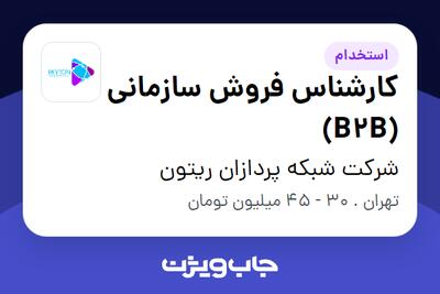  استخدام کارشناس فروش سازمانی (B2B) - آقا در شرکت شبکه پردازان ریتون