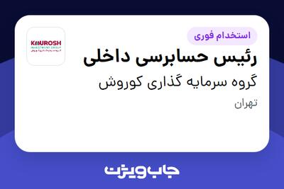  استخدام رئیس حسابرسی داخلی در گروه سرمایه گذاری کوروش