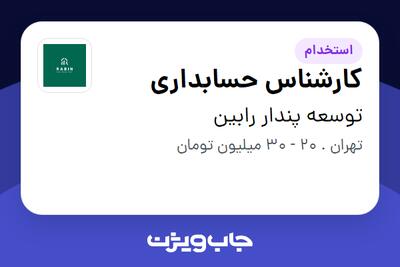 استخدام کارشناس حسابداری در توسعه پندار رابین