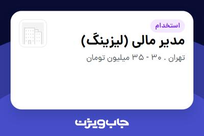 استخدام مدیر مالی (لیزینگ) در سازمانی فعال در حوزه سرمایه گذاری و مالی