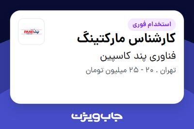  استخدام کارشناس مارکتینگ در فناوری پند کاسپین