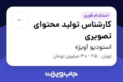  استخدام کارشناس تولید محتوای تصویری - خانم در استودیو آویژه