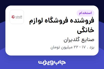  استخدام فروشنده فروشگاه لوازم خانگی - آقا در صنایع گلدیران