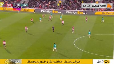 گل میلوش کرکز به برنتفورد (برنتفورد 2-1 لیورپول)